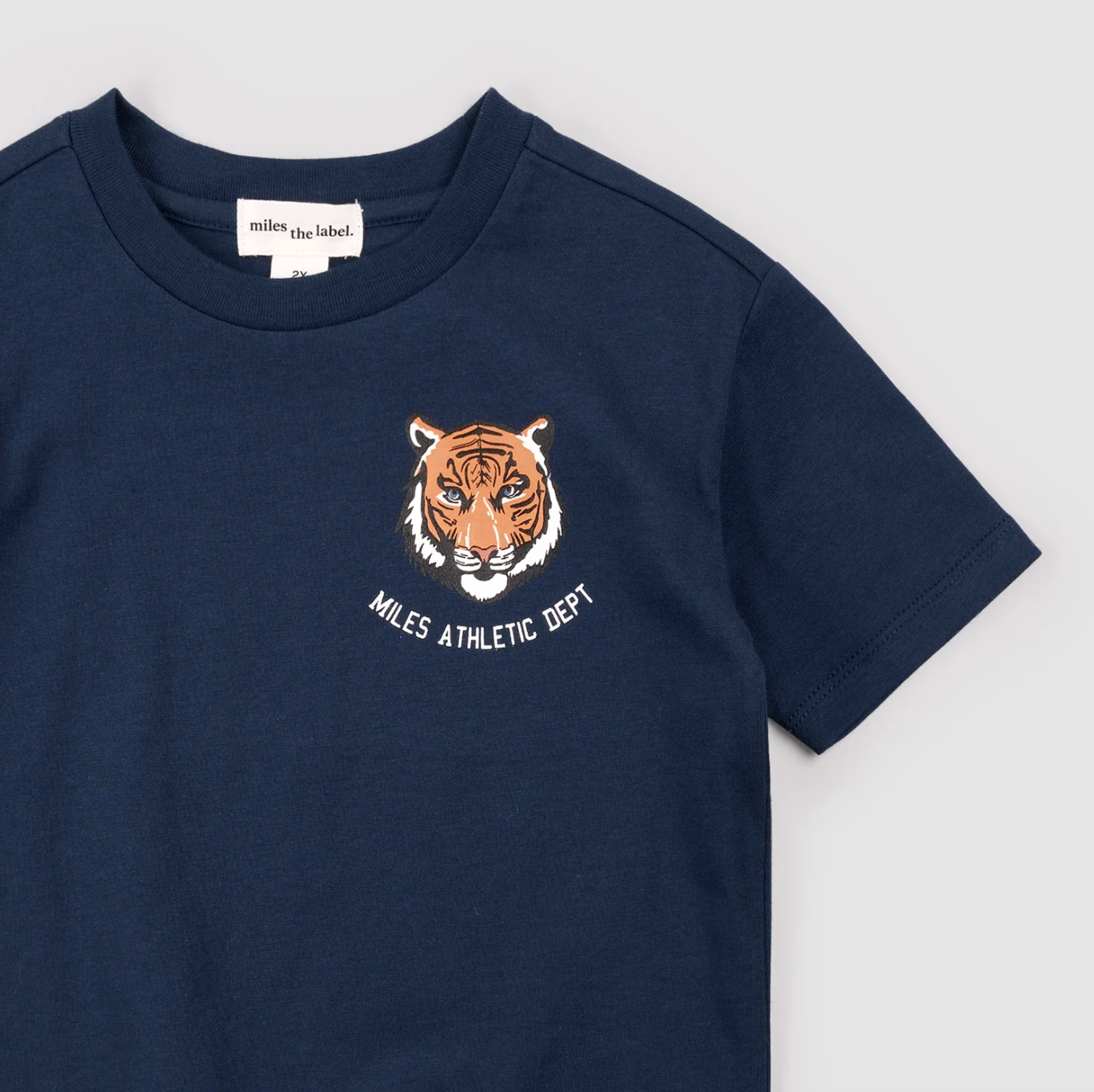 Miles Tiger Print on Dress Blue T-Shirt