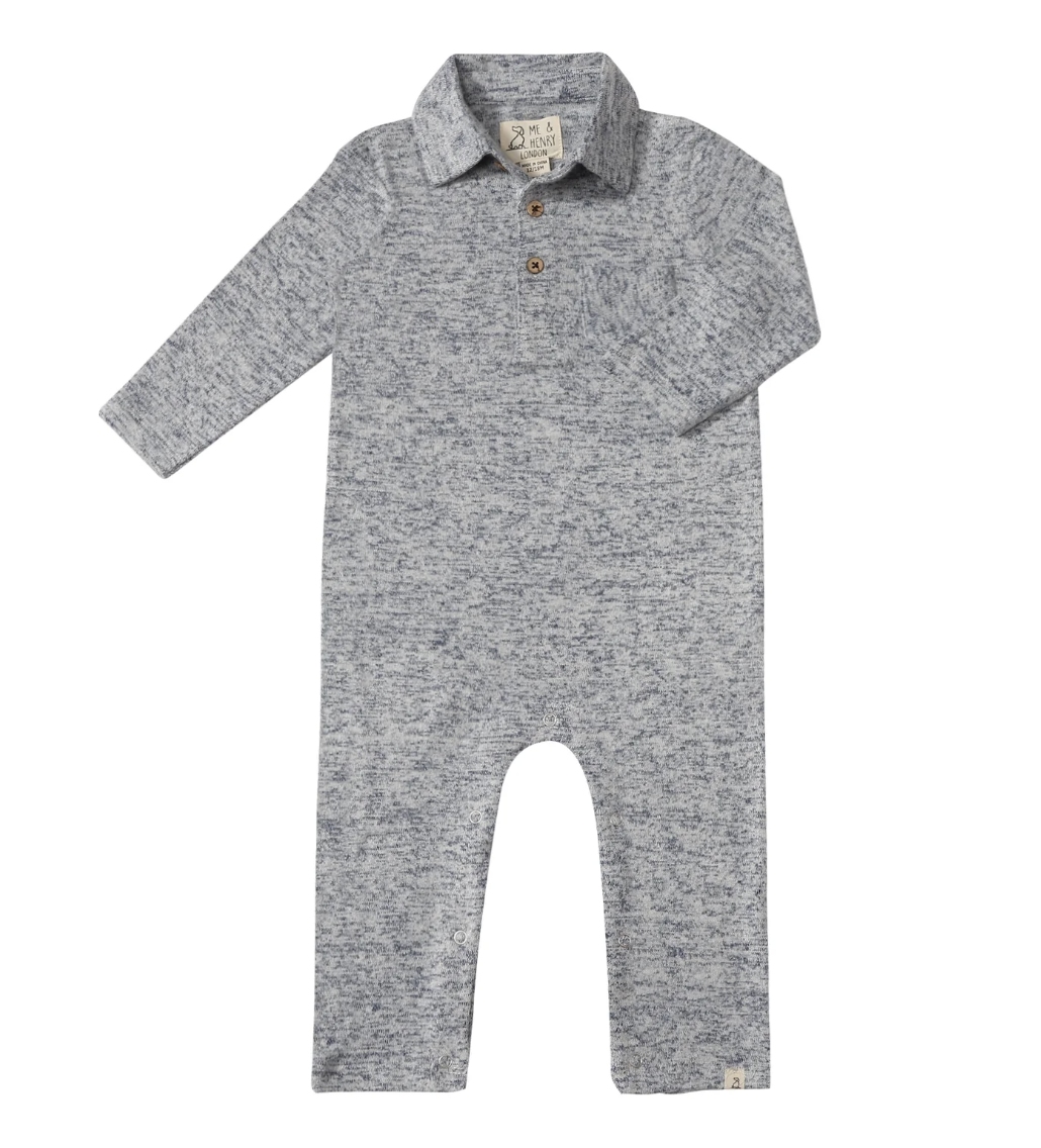 Heathered Navy Kingston Polo Romper