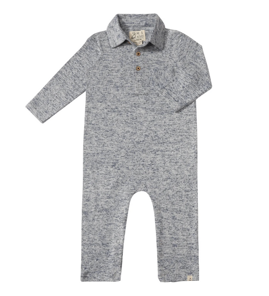 Heathered Navy Kingston Polo Romper