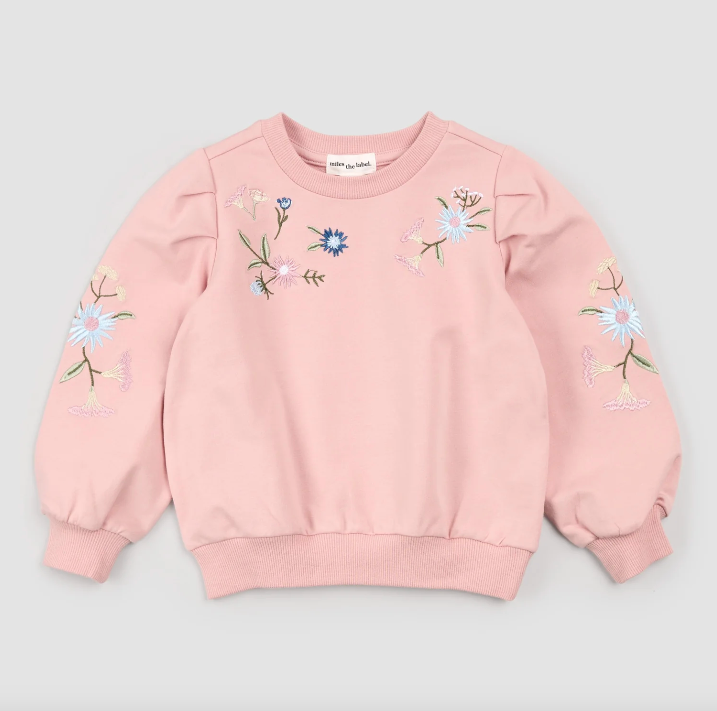 Floral Embroidery on Pink Sweatshirt