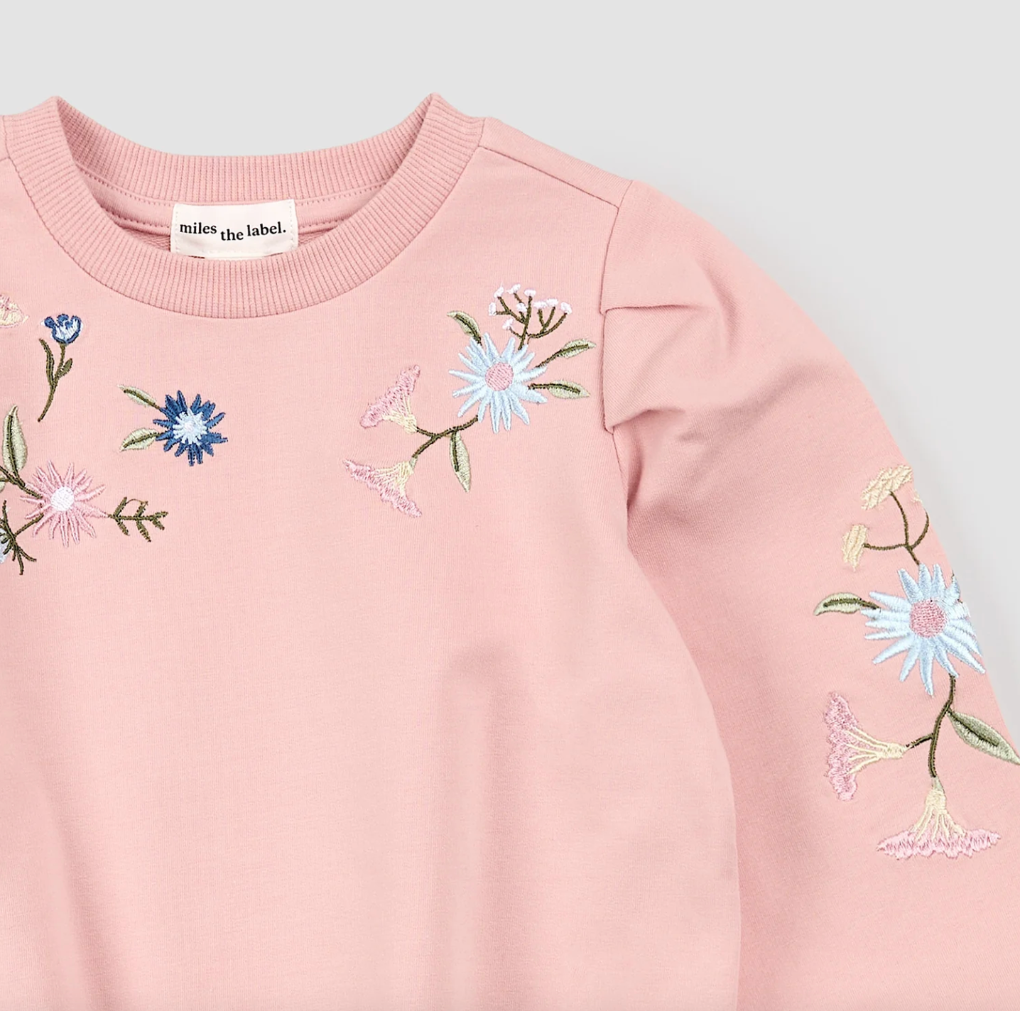 Floral Embroidery on Pink Sweatshirt