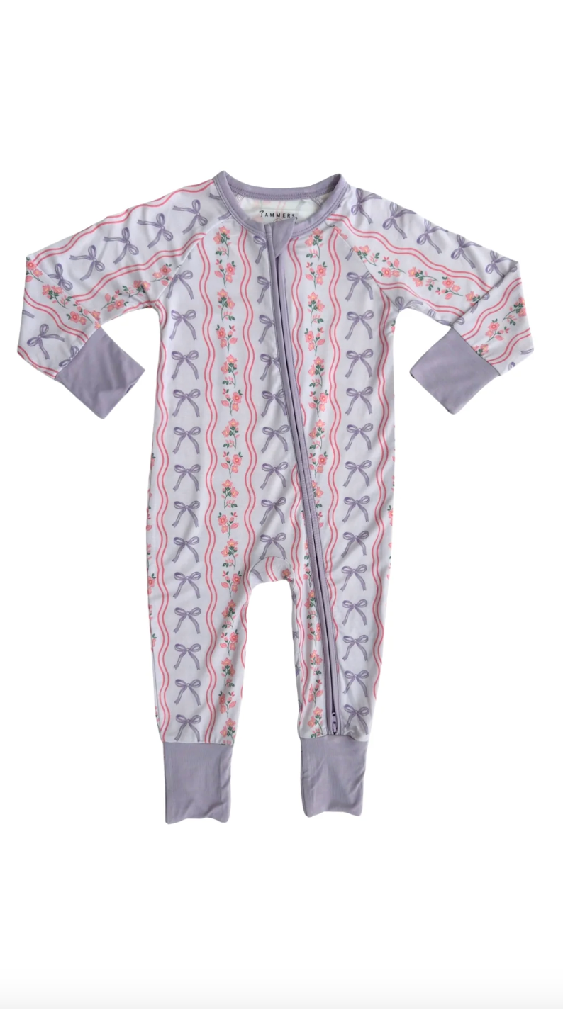 Purple Amelia Bow Zipper Romper