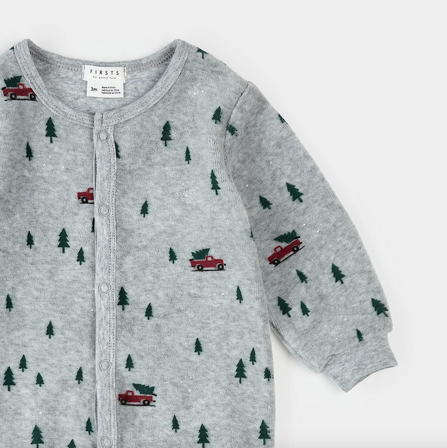 Velour Festive Truck on Heather Grey Sleeper