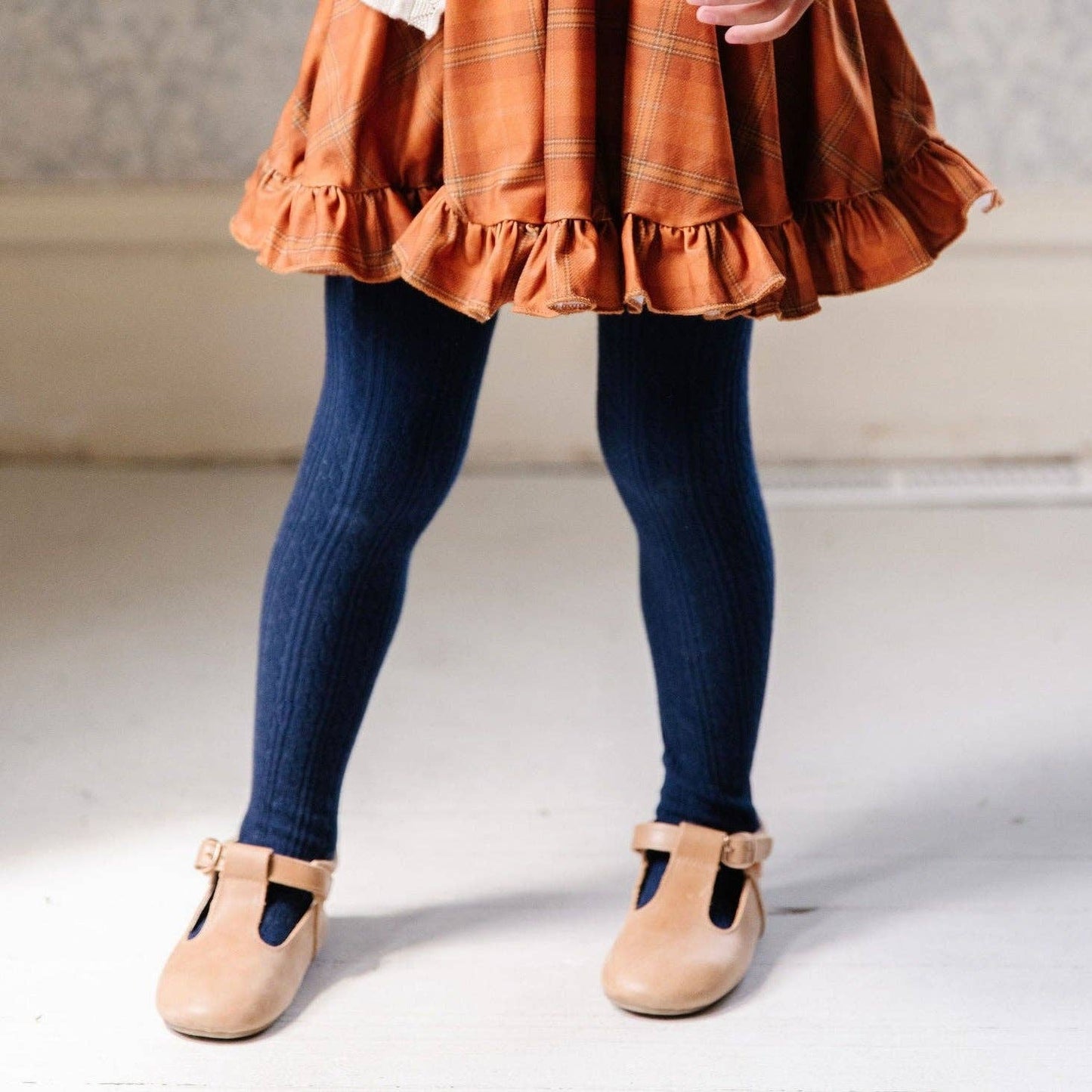 Dark Navy Cable Knit Tights