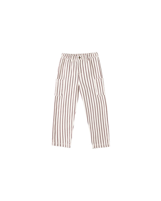 Relaxed Cargo Pant || Burgundy Pinstripe