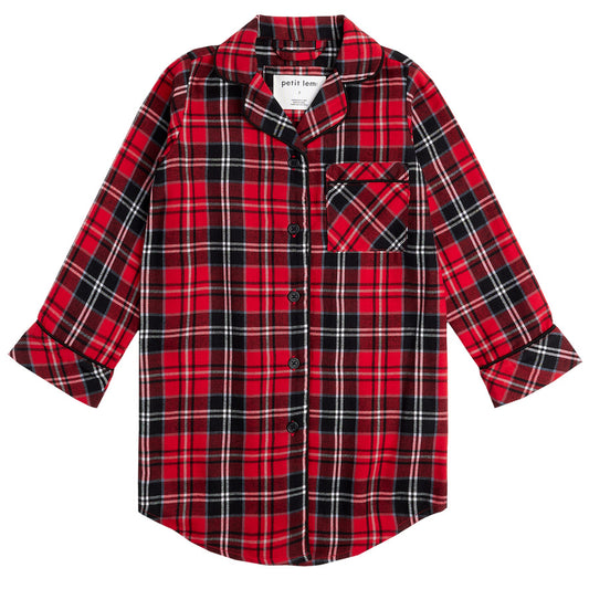 Scarlet Tartan Plaid Flannel Night Gown