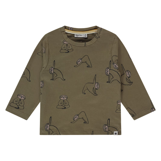Army Green Yoga Sloth Long Sleeve