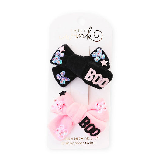 BOO BOWS HALLOWEEN CLIP SET
