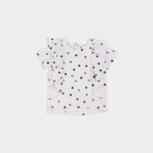 Polka Dots Print on Lavender Baby Girl's Ruffled Top