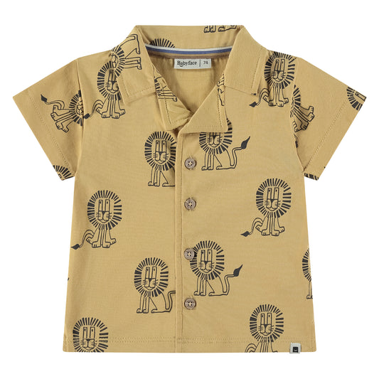 Tan Lion Button Down Shirt