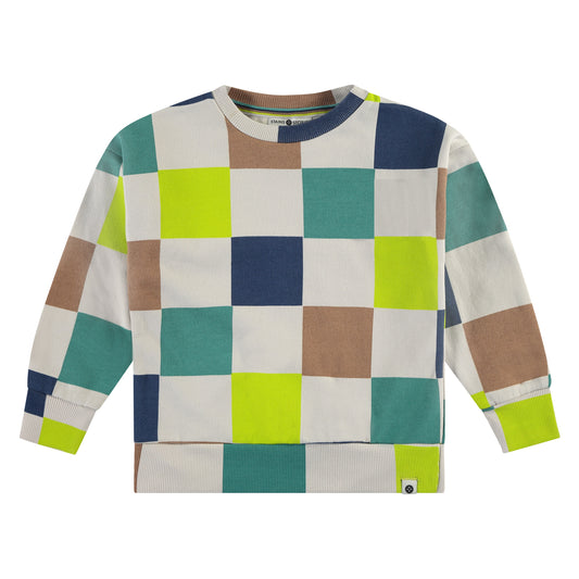 Lime & Navy Check Sweatshirt