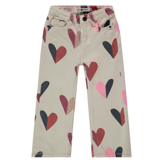 Multicolor Heart Wide Leg Jean