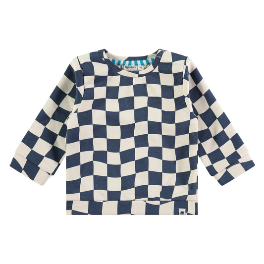 Blue & Cream Check Sweatshirt