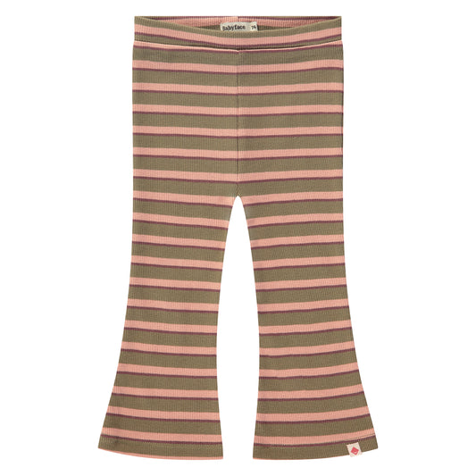 Pink & Green Stripe Rib Flare Legging