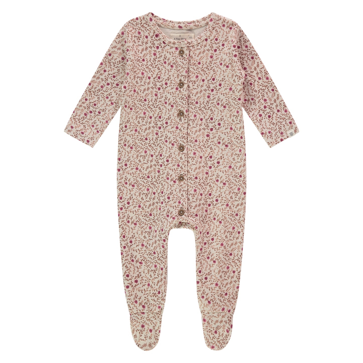 Rose Floral Button Footie