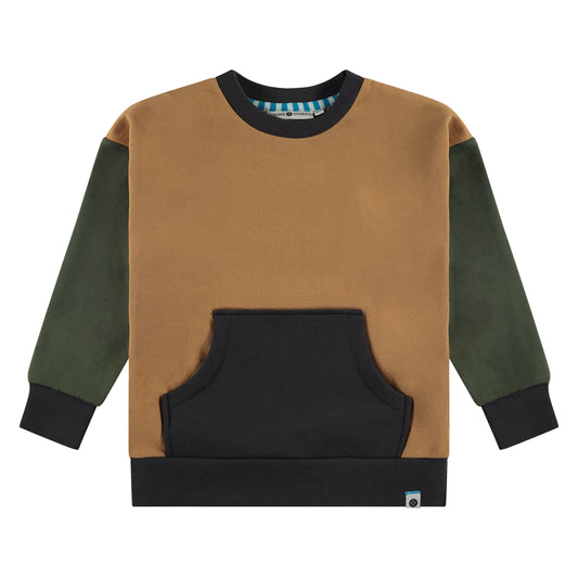 Tan & Dark Grey Colorblock Sweatshirt