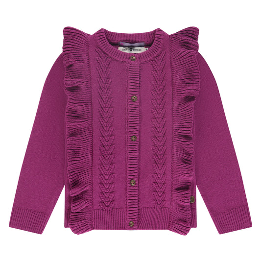 Magenta Ruffle Sweater Cardigan