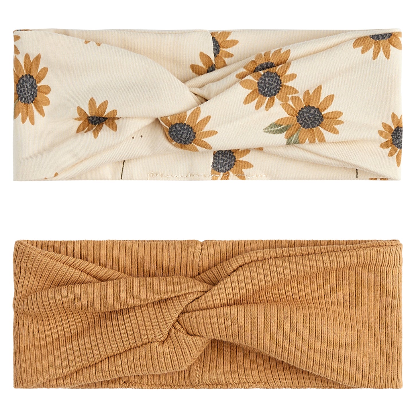 Tan and Sunflower Print Headbands