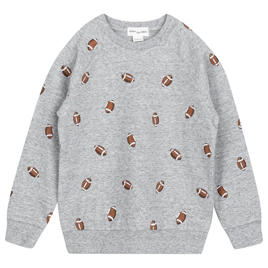 Football Print on Heather Grey Sweatshirt