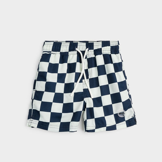 Navy/Teal Checkered Swim Short