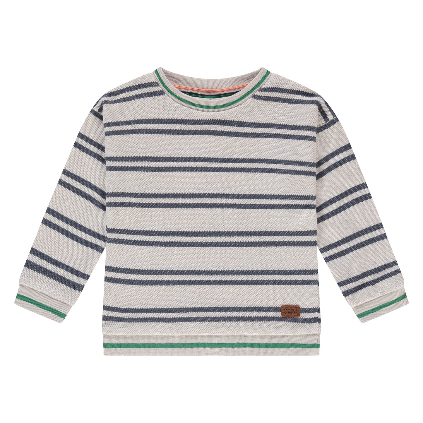 Navy & Cream Stripe Textured Sweater