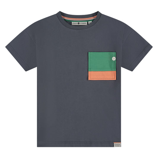 Grey Colorblock Pocket Tee