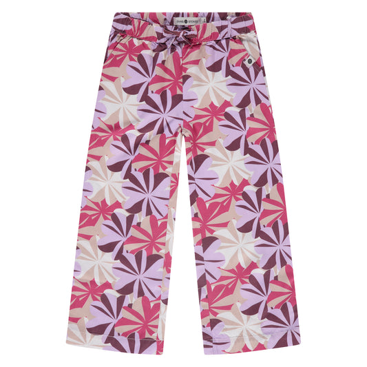 Pink & Purple Tropical Floral Wide Leg Pant