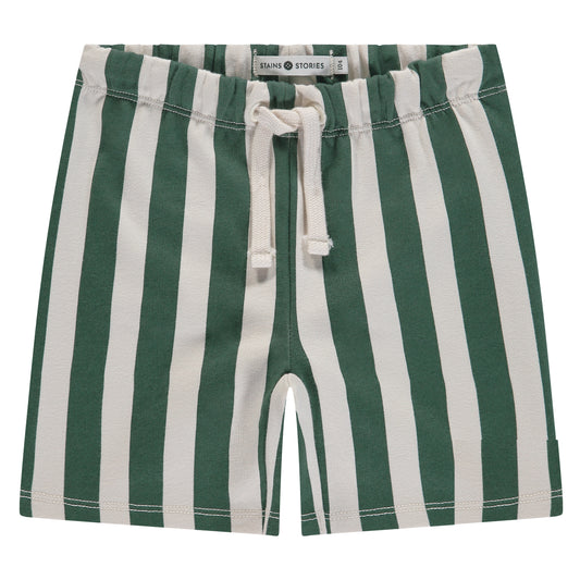 Green & Cream Stripe Sweatshort