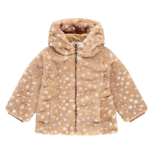 Tan Spotted Faux Fur Jacket
