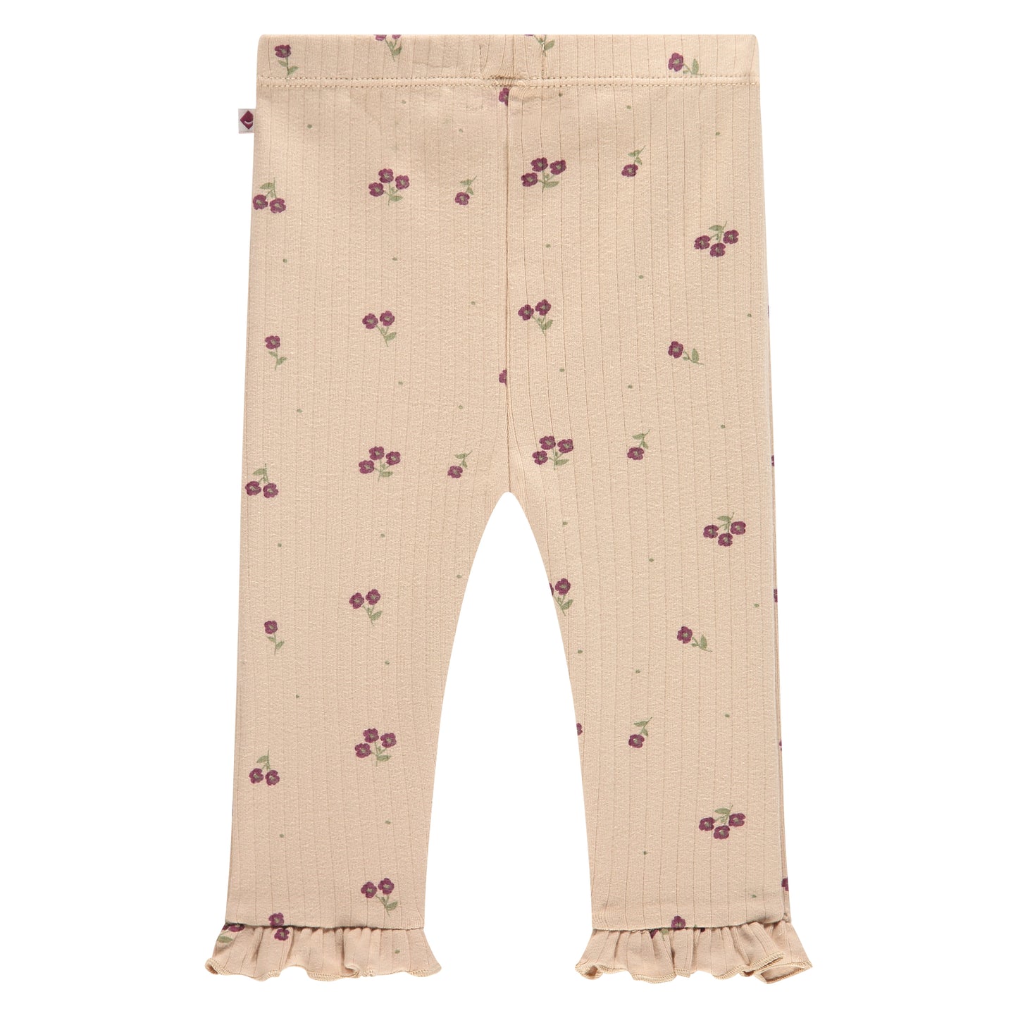Tan Floral Ruffle Legging