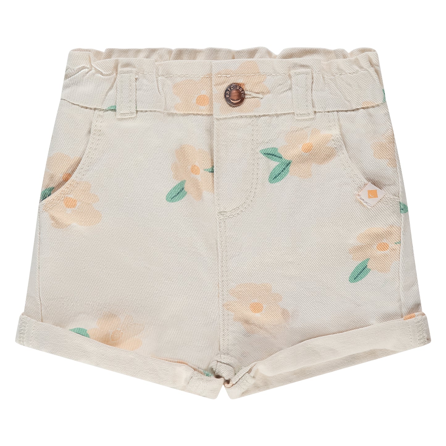 Peach Floral Denim Short