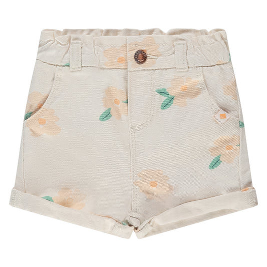 Peach Floral Denim Short