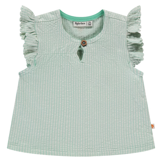 Seafoam Stripe Ruffle Tank
