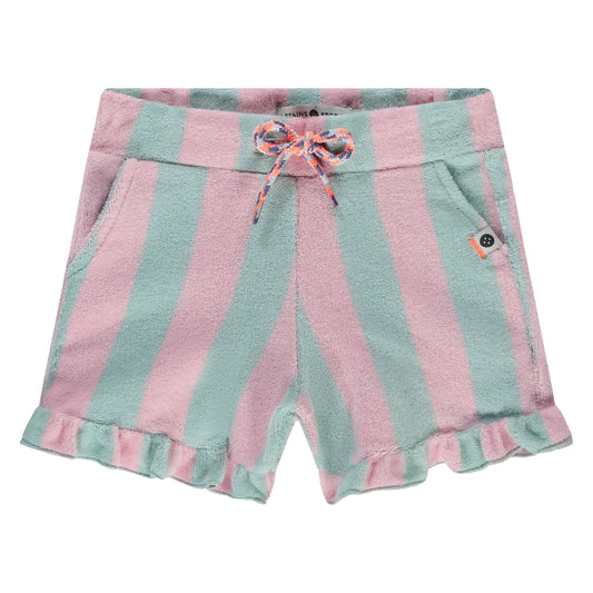 Mint & Pink Terry Ruffle Short