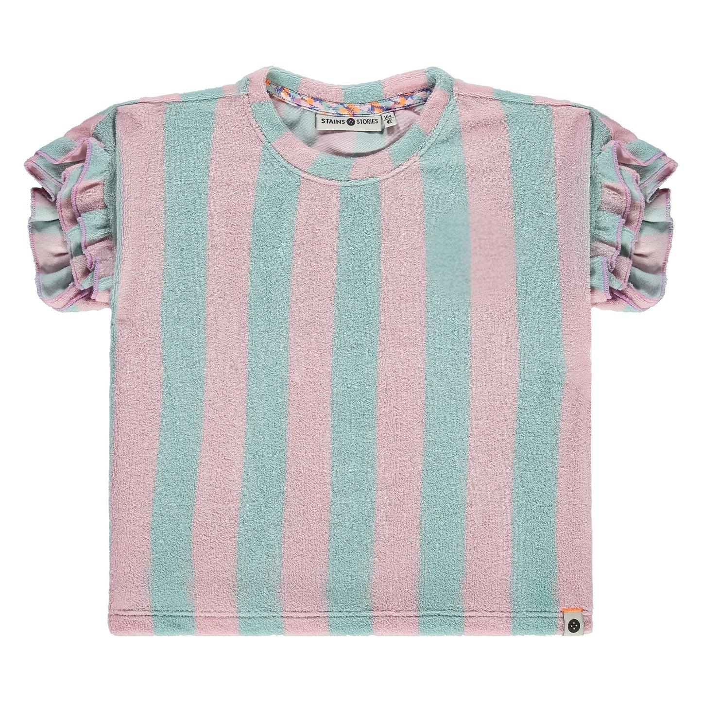 Mint & Pink Terry Ruffle Tee