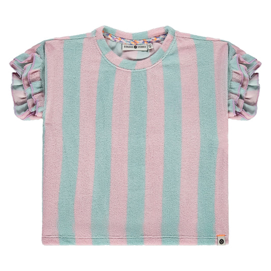 Mint & Pink Terry Ruffle Tee