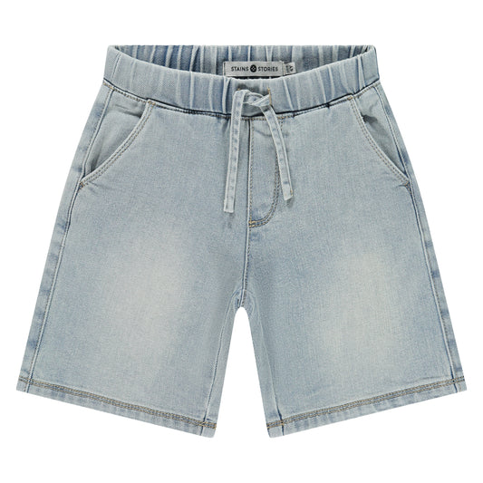 Pale Blue Denim Wide Leg Short
