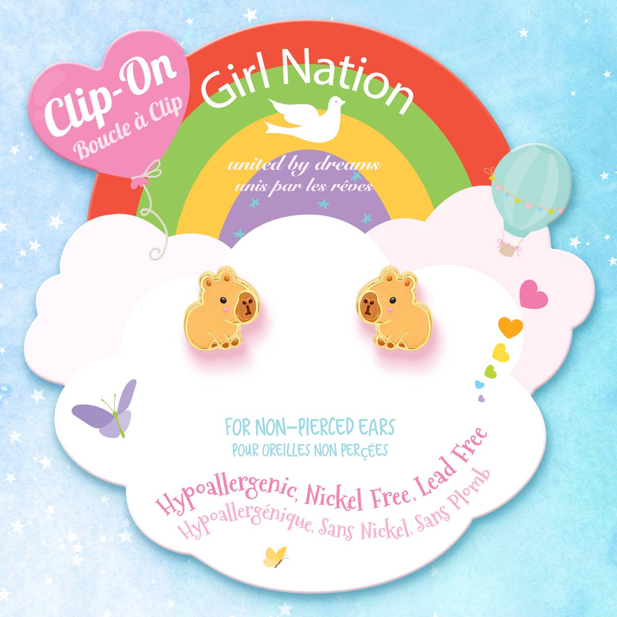 CLIP ON Cutie Earrings | Happy Capy | Capybara
