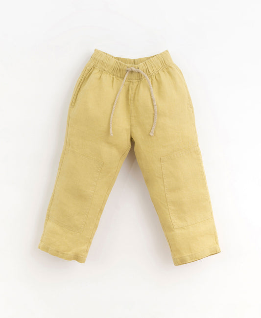 Linen trousers with front pockets - lime