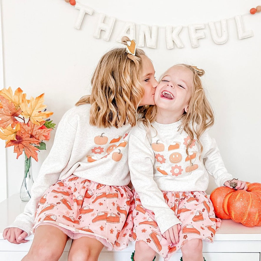 Pumpkin Pie Smiley Thanksgiving Sweatshirt