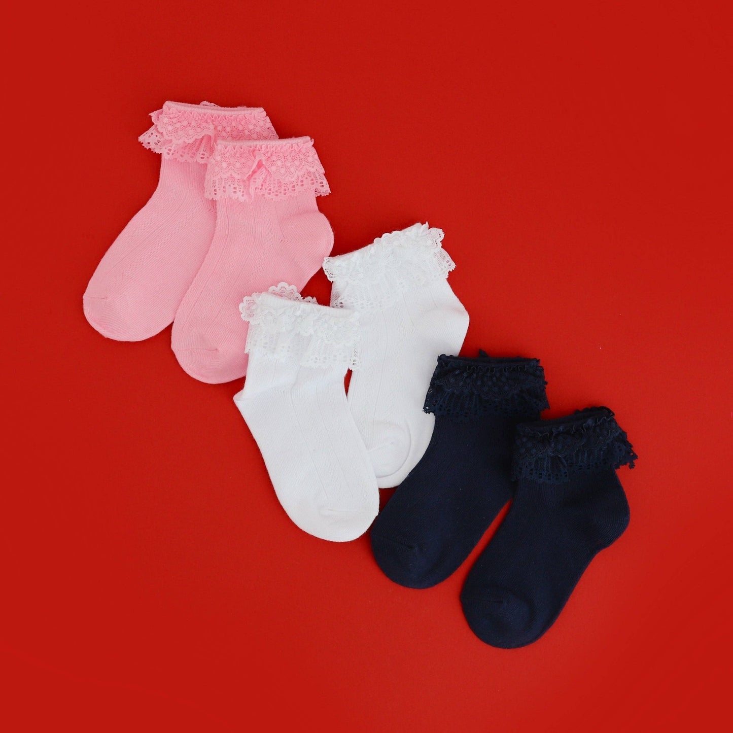 Lace Bobby Socks - Navy