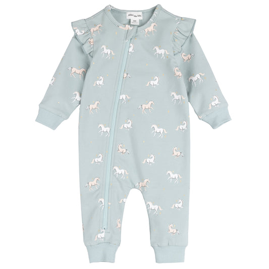 Unicorn Print on Cloud Blue Playsuit