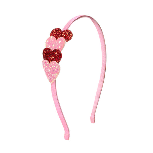 Pink & Red Glitter Hearts Valentine's Day Headband