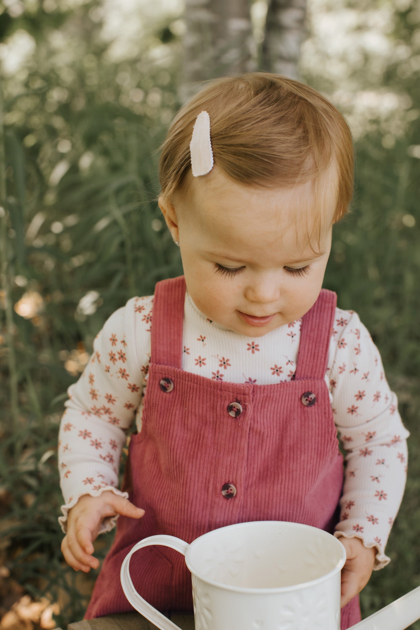 Raspberry Corduroy Overall Dress Set