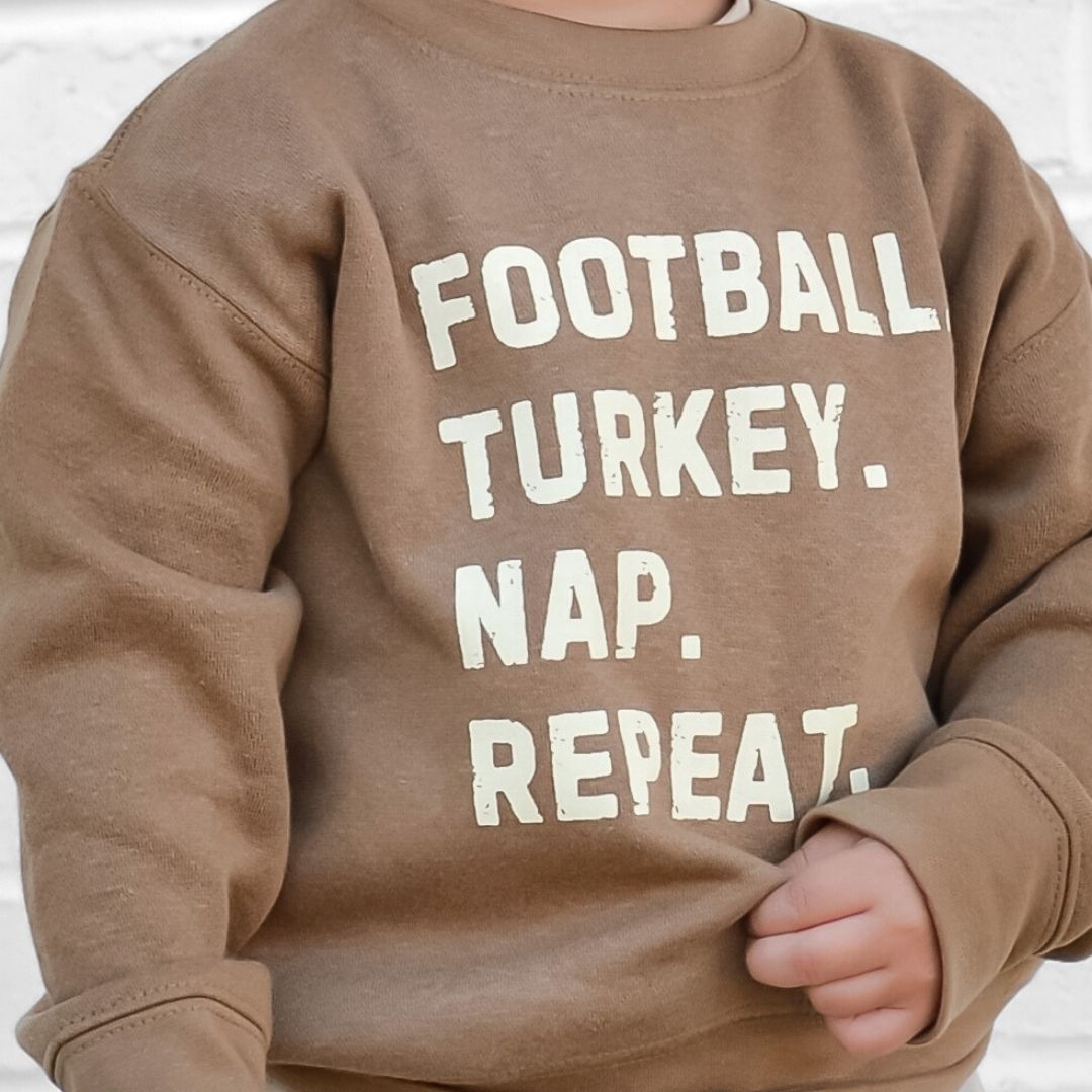 Football Turkey Nap Repeat Thanksgiving Sweatshirt