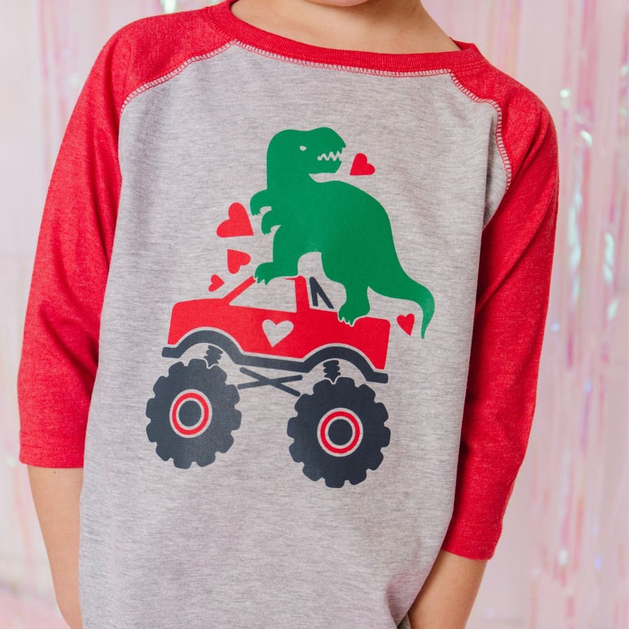 Dino Heart Crusher Baseball Tee