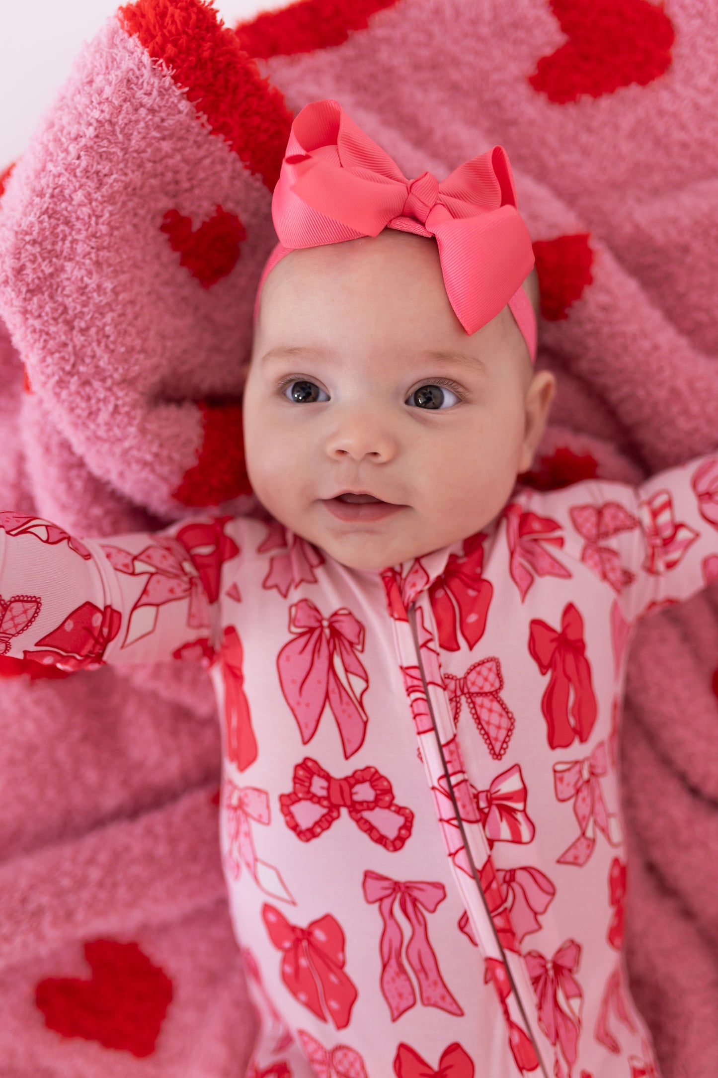 Valentine's Bow Zipper Romper