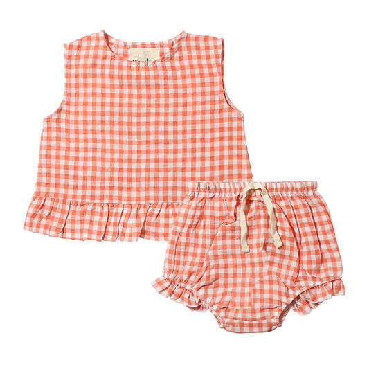Coral Plaid Aria Set