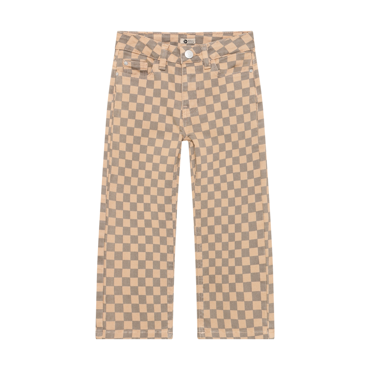 Tan Check Wide Leg Denim