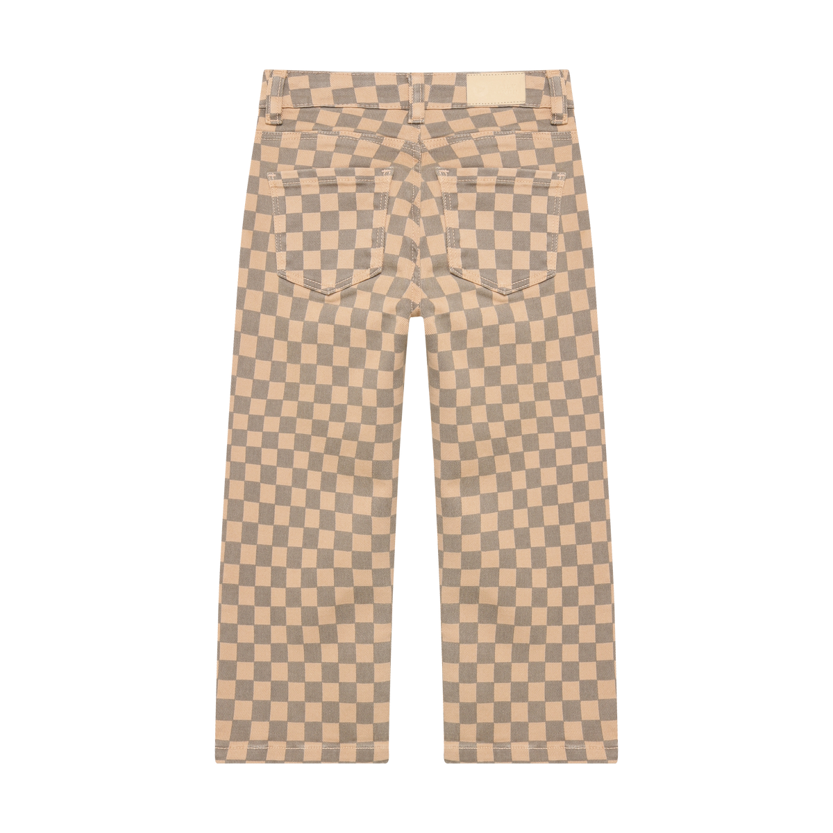 Tan Check Wide Leg Denim